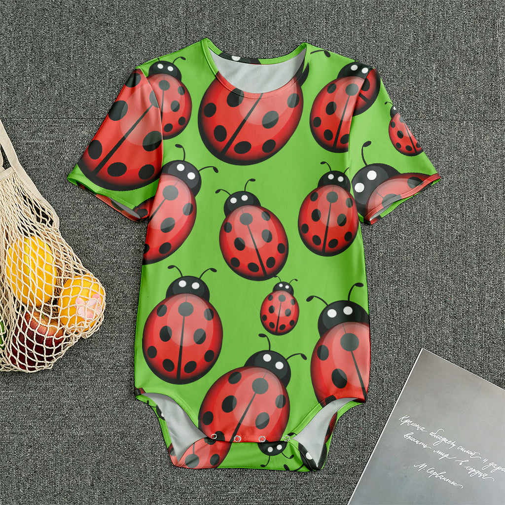Cute Ladybug Pattern Print Men's Bodysuit