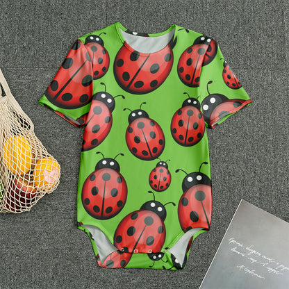 Cute Ladybug Pattern Print Men's Bodysuit