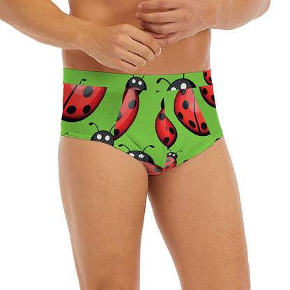 Cute Ladybug Pattern Print Men's Briefs
