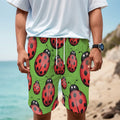 Cute Ladybug Pattern Print Men's Cargo Shorts