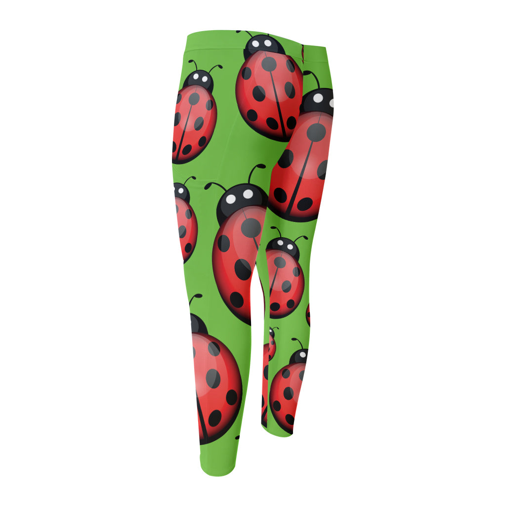 Cute Ladybug Pattern Print Men's Compression Pants
