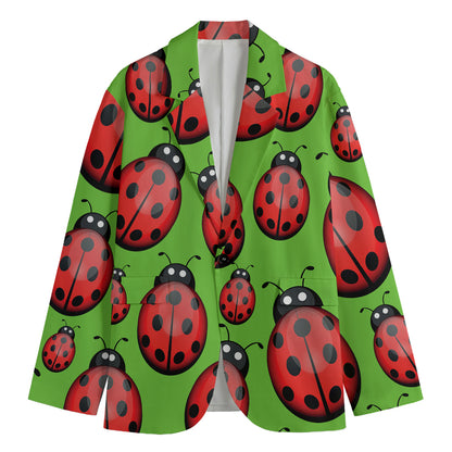Cute Ladybug Pattern Print Men's Cotton Blazer