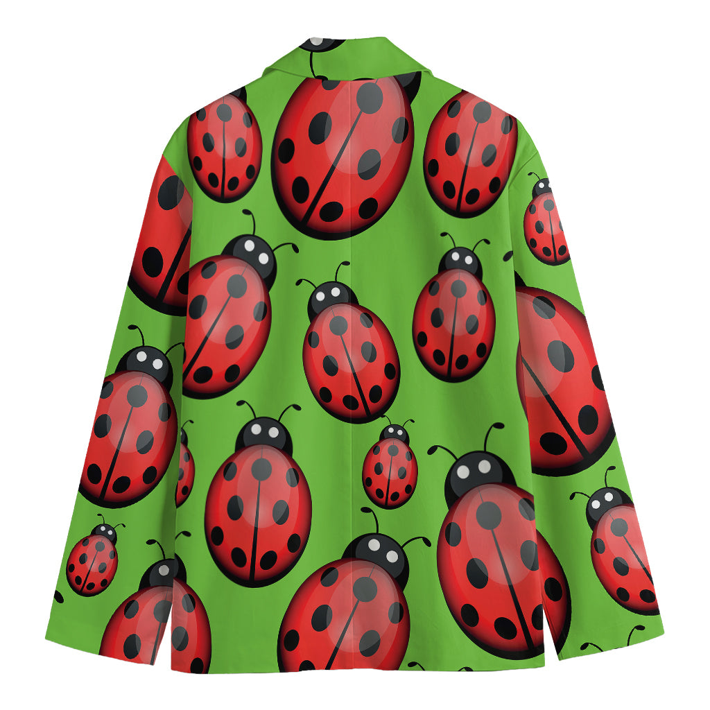 Cute Ladybug Pattern Print Men's Cotton Blazer