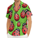 Cute Ladybug Pattern Print Men's Deep V-Neck Shirt
