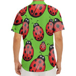 Cute Ladybug Pattern Print Men's Deep V-Neck Shirt