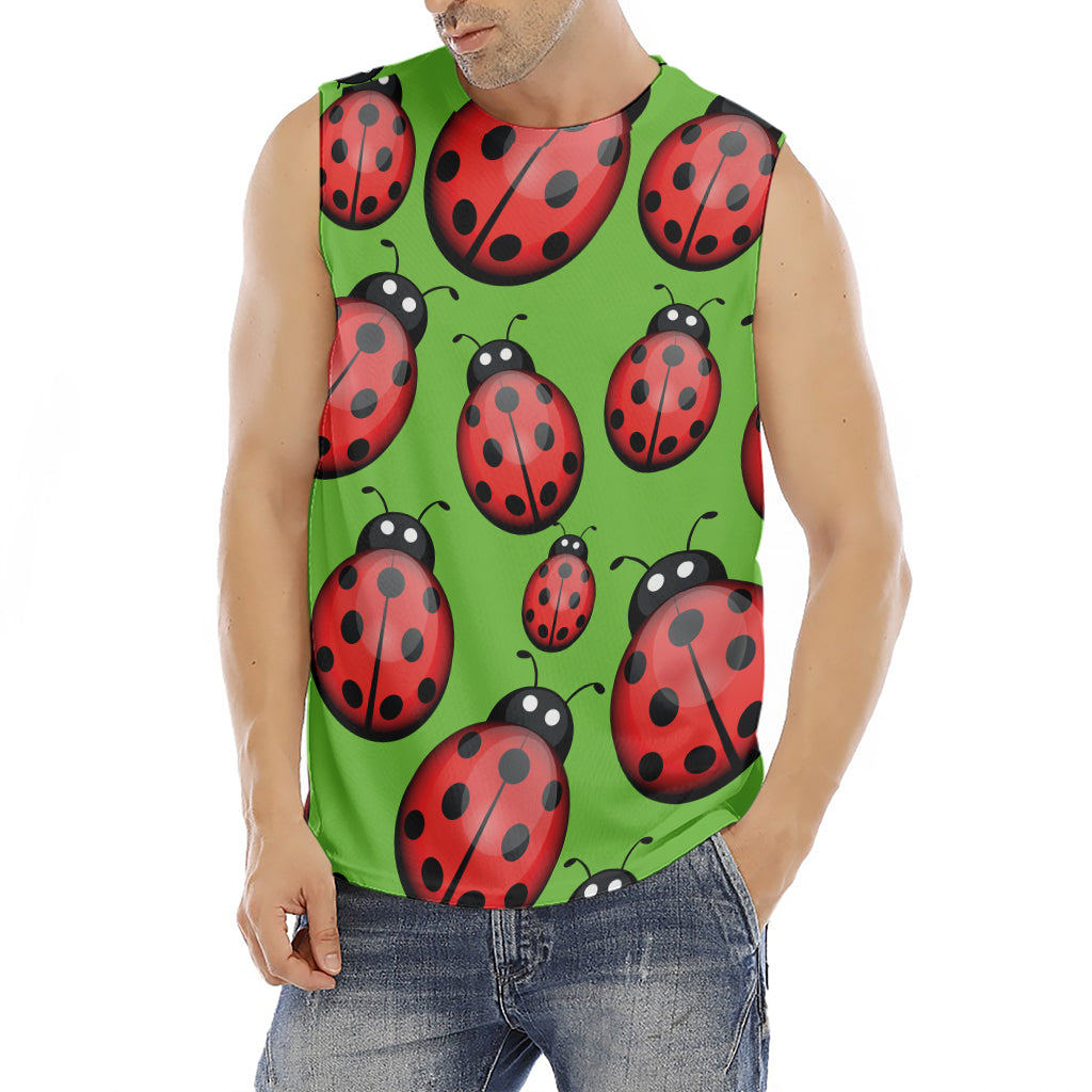 Cute Ladybug Pattern Print Men's Fitness Tank Top