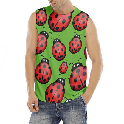 Cute Ladybug Pattern Print Men's Fitness Tank Top