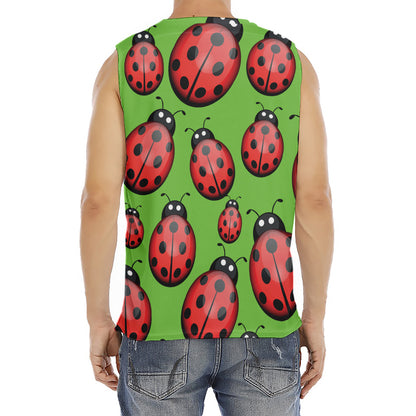 Cute Ladybug Pattern Print Men's Fitness Tank Top