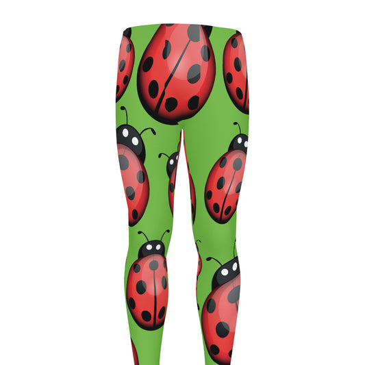 Cute Ladybug Pattern Print Men's leggings