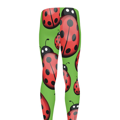 Cute Ladybug Pattern Print Men's leggings
