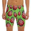Cute Ladybug Pattern Print Men's Long Boxer Briefs