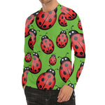Cute Ladybug Pattern Print Men's Long Sleeve Rash Guard