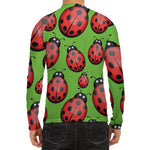 Cute Ladybug Pattern Print Men's Long Sleeve Rash Guard