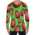 Cute Ladybug Pattern Print Men's Long Sleeve T-Shirt