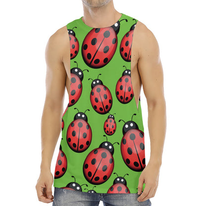 Cute Ladybug Pattern Print Men's Muscle Tank Top