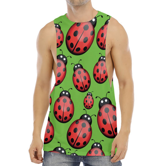 Cute Ladybug Pattern Print Men's Muscle Tank Top