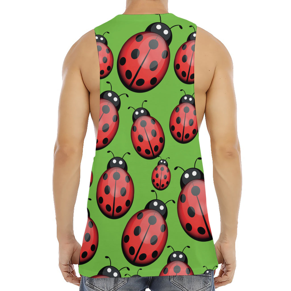 Cute Ladybug Pattern Print Men's Muscle Tank Top