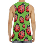 Cute Ladybug Pattern Print Men's Muscle Tank Top
