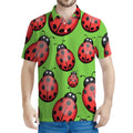 Cute Ladybug Pattern Print Men's Polo Shirt