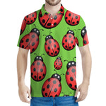 Cute Ladybug Pattern Print Men's Polo Shirt