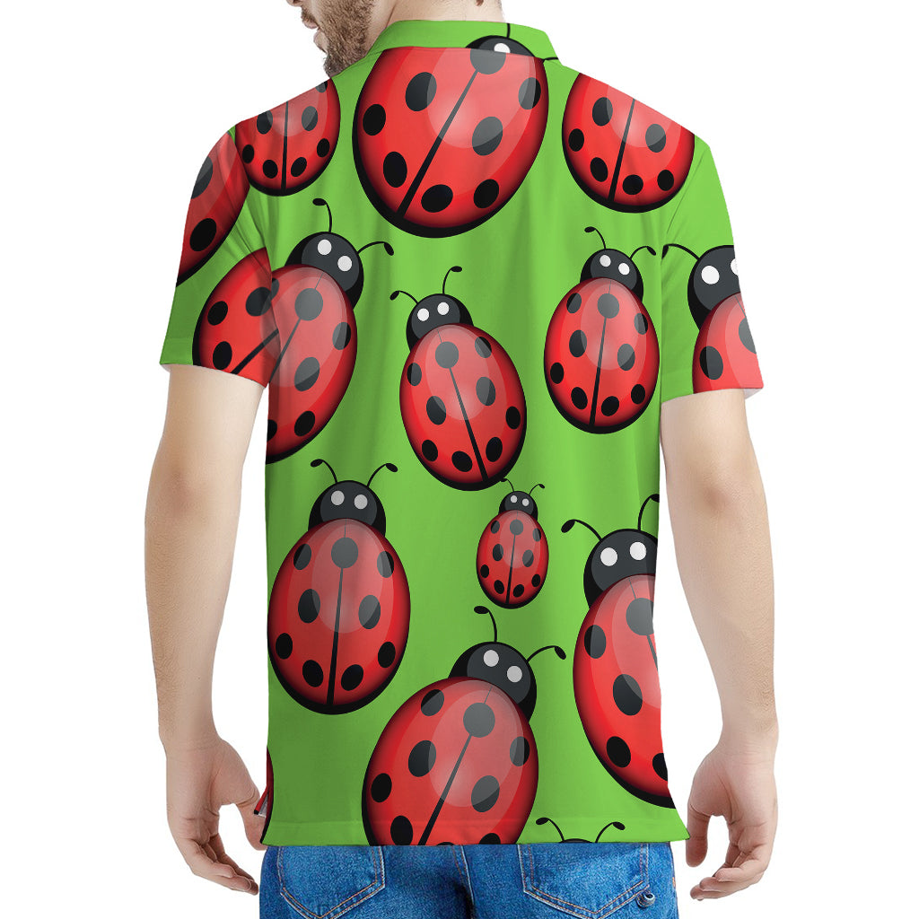 Cute Ladybug Pattern Print Men's Polo Shirt
