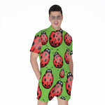 Cute Ladybug Pattern Print Men's Rompers