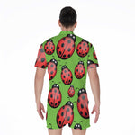 Cute Ladybug Pattern Print Men's Rompers