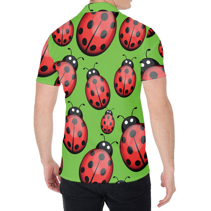 Cute Ladybug Pattern Print Men's Shirt