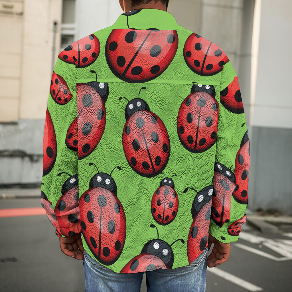 Cute Ladybug Pattern Print Men's Shirt Jacket