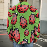 Cute Ladybug Pattern Print Men's Shirt Jacket