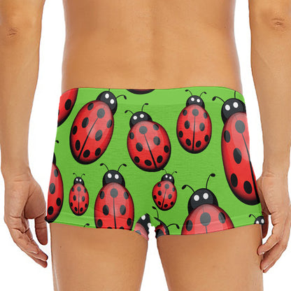 Cute Ladybug Pattern Print Men's Short Boxer Briefs