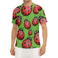 Cute Ladybug Pattern Print Men's Short Sleeve Rash Guard