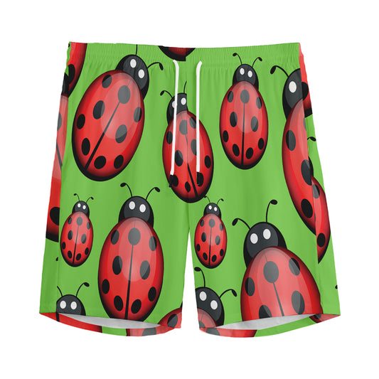 Cute Ladybug Pattern Print Men's Sports Shorts