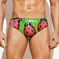 Cute Ladybug Pattern Print Men's Swim Briefs