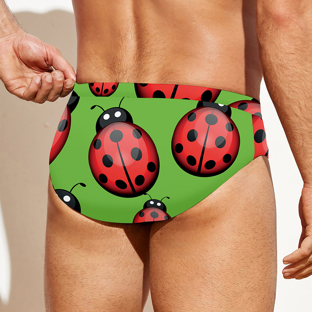 Cute Ladybug Pattern Print Men's Swim Briefs
