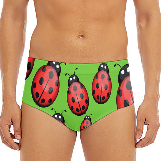 Cute Ladybug Pattern Print Men's Triangle Swim Briefs