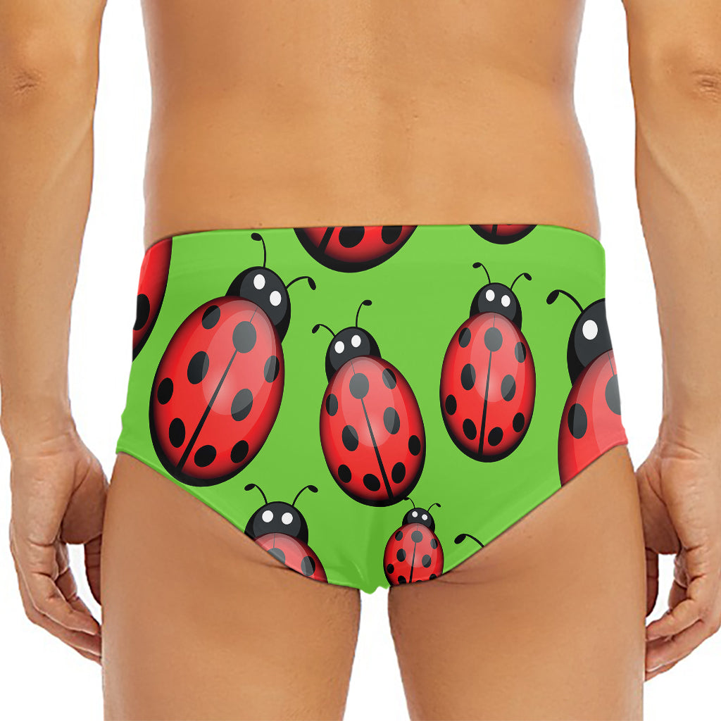 Cute Ladybug Pattern Print Men's Triangle Swim Briefs