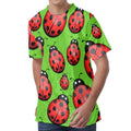 Cute Ladybug Pattern Print Men's Velvet T-Shirt