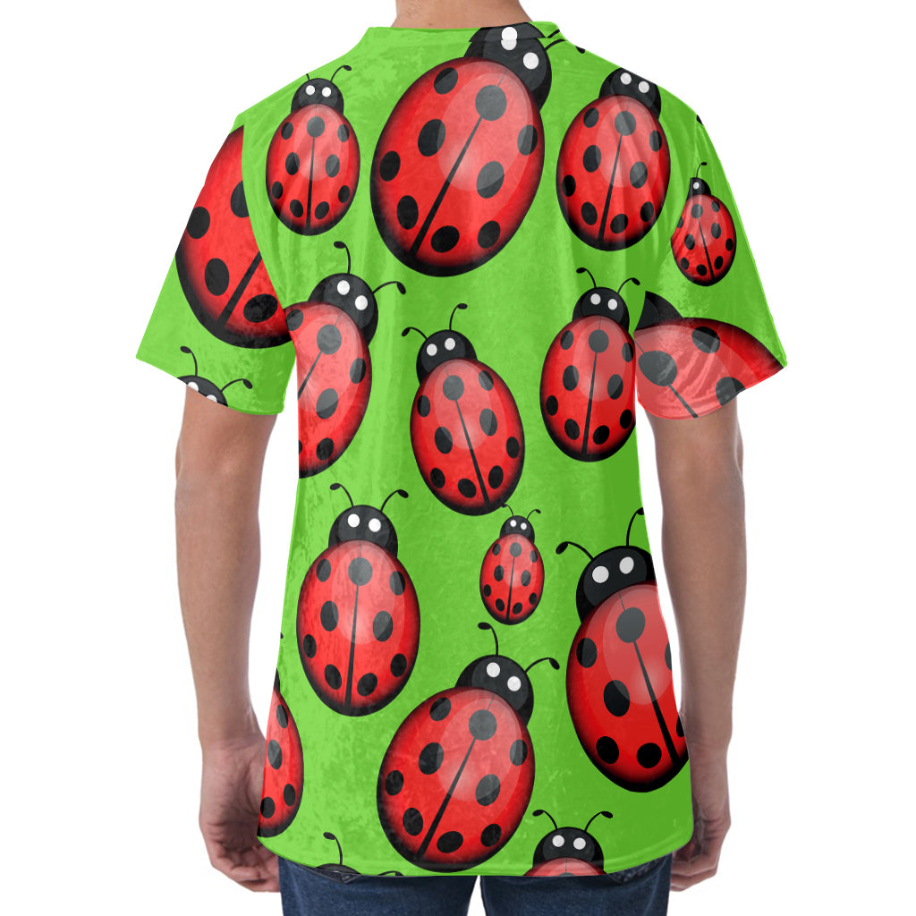 Cute Ladybug Pattern Print Men's Velvet T-Shirt