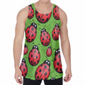 Cute Ladybug Pattern Print Men's Velvet Tank Top