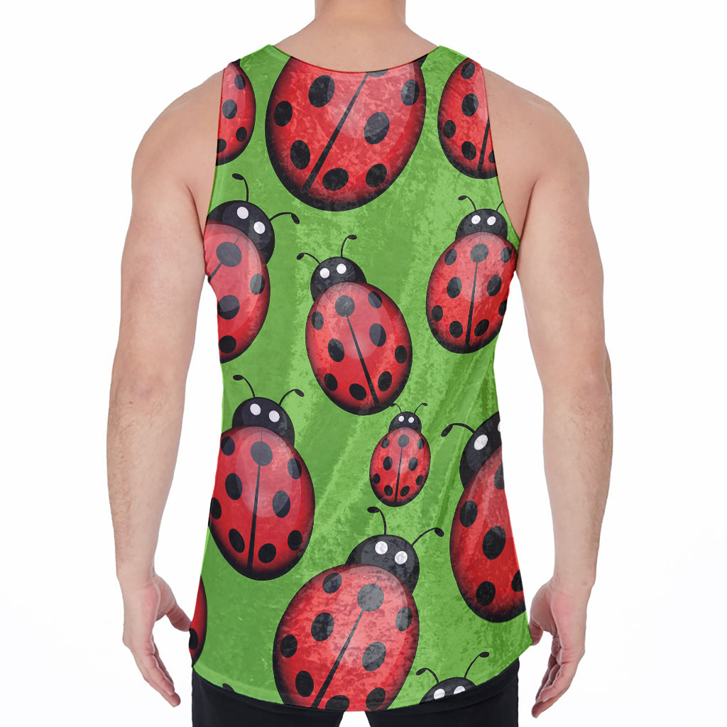 Cute Ladybug Pattern Print Men's Velvet Tank Top