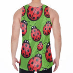 Cute Ladybug Pattern Print Men's Velvet Tank Top