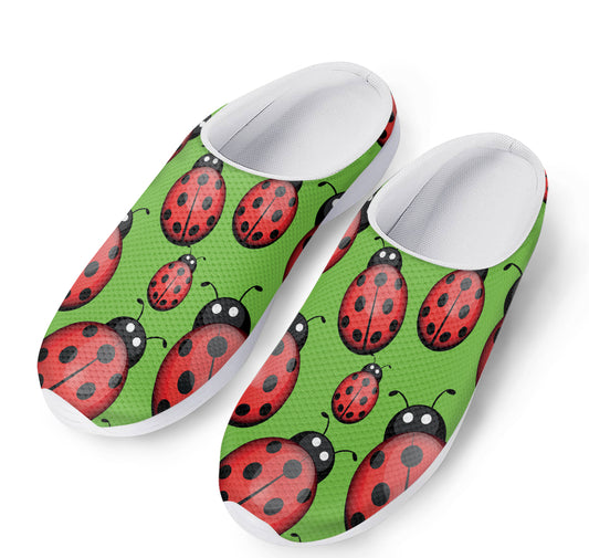 Cute Ladybug Pattern Print Mesh Casual Shoes