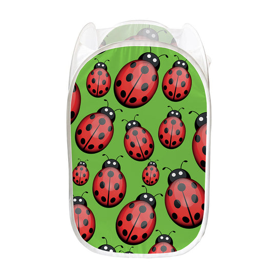 Cute Ladybug Pattern Print Mesh Laundry Hamper