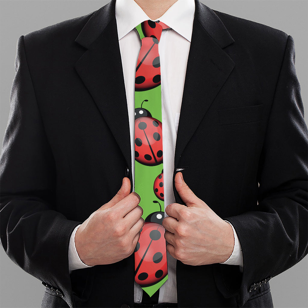 Cute Ladybug Pattern Print Necktie