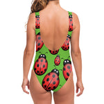 Cute Ladybug Pattern Print One Piece Swimsuit