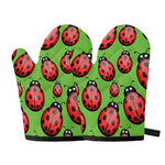 Cute Ladybug Pattern Print Oven Mitts