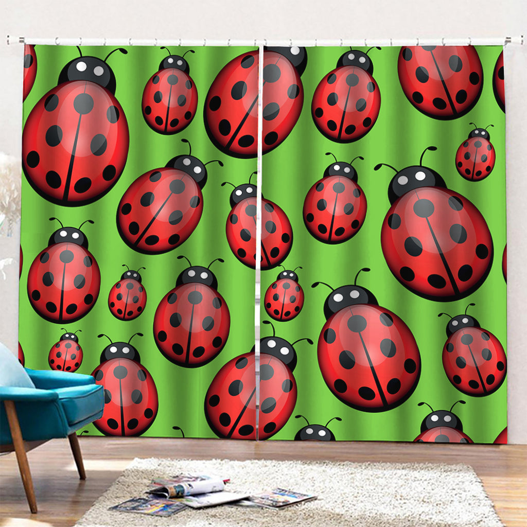 Cute Ladybug Pattern Print Pencil Pleat Curtains