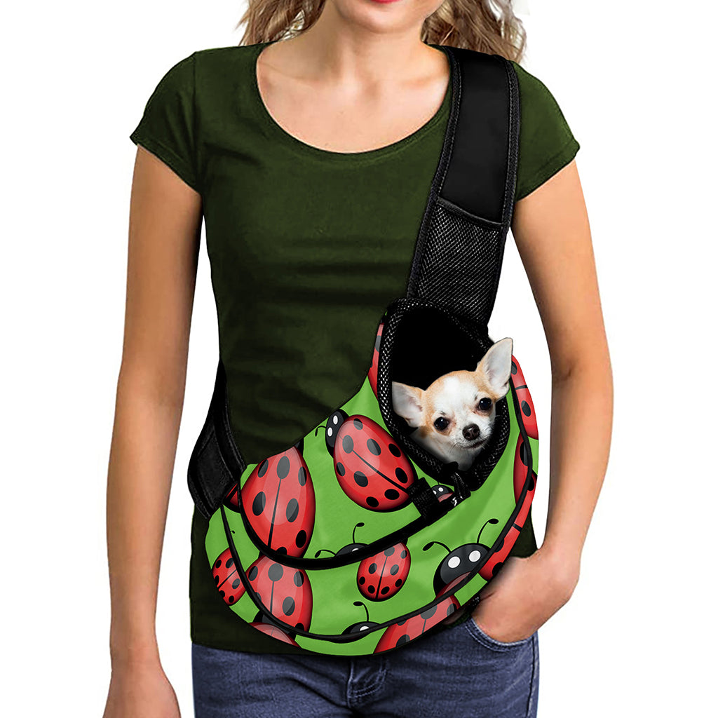 Cute Ladybug Pattern Print Pet Sling Carrier