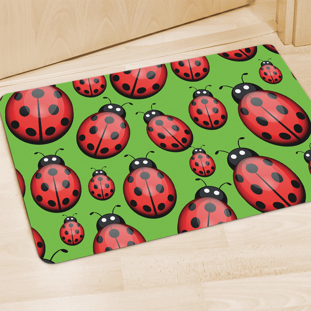 Cute Ladybug Pattern Print Polyester Doormat
